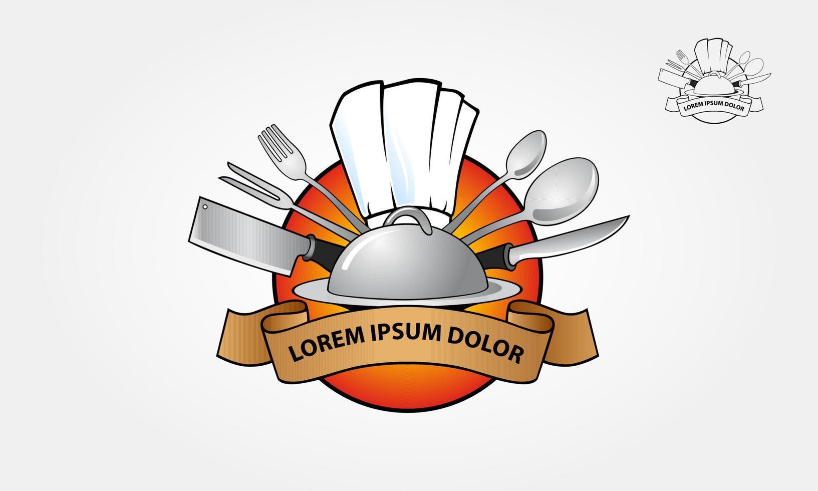 plantilla de logotipo de vector de sombrero de chef. use este logotipo para un chef, restaurante, catering o cualquier servicio relacionado con alimentos. ilustración del logotipo vectorial.