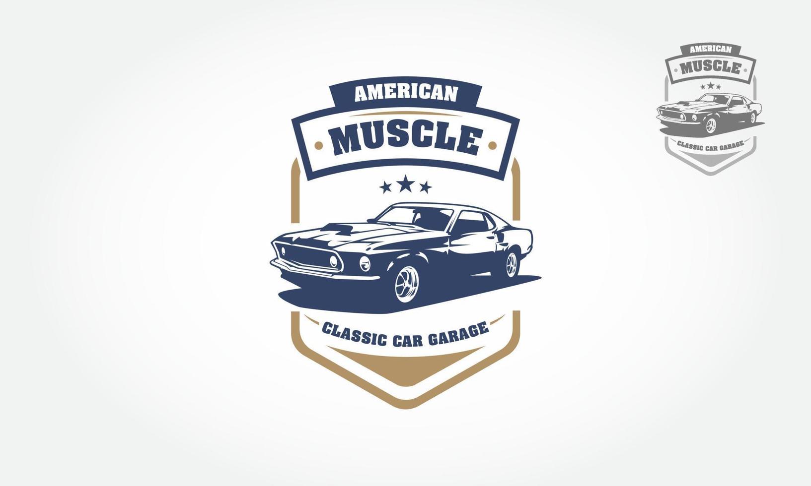 American Muscle Classic Car Garage Logo Design. This logo can be used for old style or classic car garage, shops, repair, restorations. vector