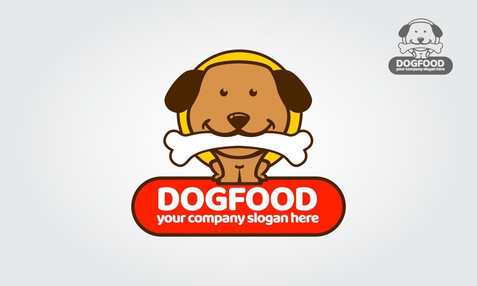 ilustración del logotipo de dibujos animados de comida para perros. plantilla de logotipo profesional que es adecuada para la identidad comercial o personal asociada con alimentos, tiendas de mascotas para el cuidado de la salud y otras áreas comerciales. vector