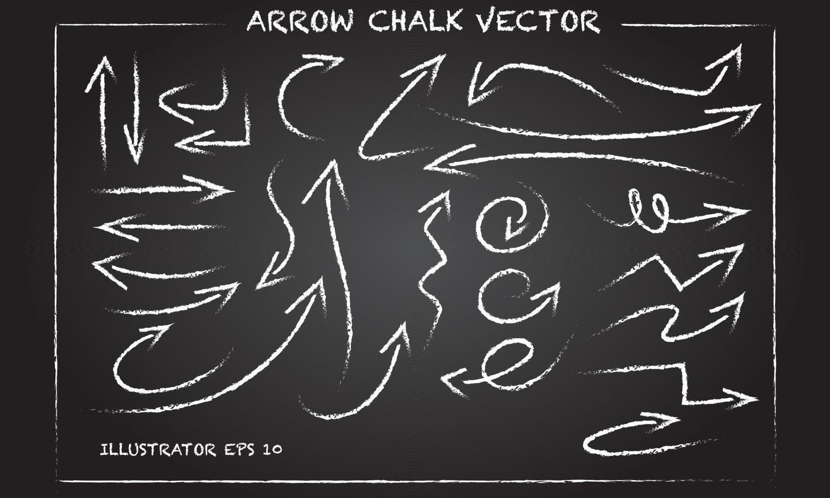 Arrows and Hand Drawn Shapes Vector Illustration. Arrow doodles, chalk on blackboard.