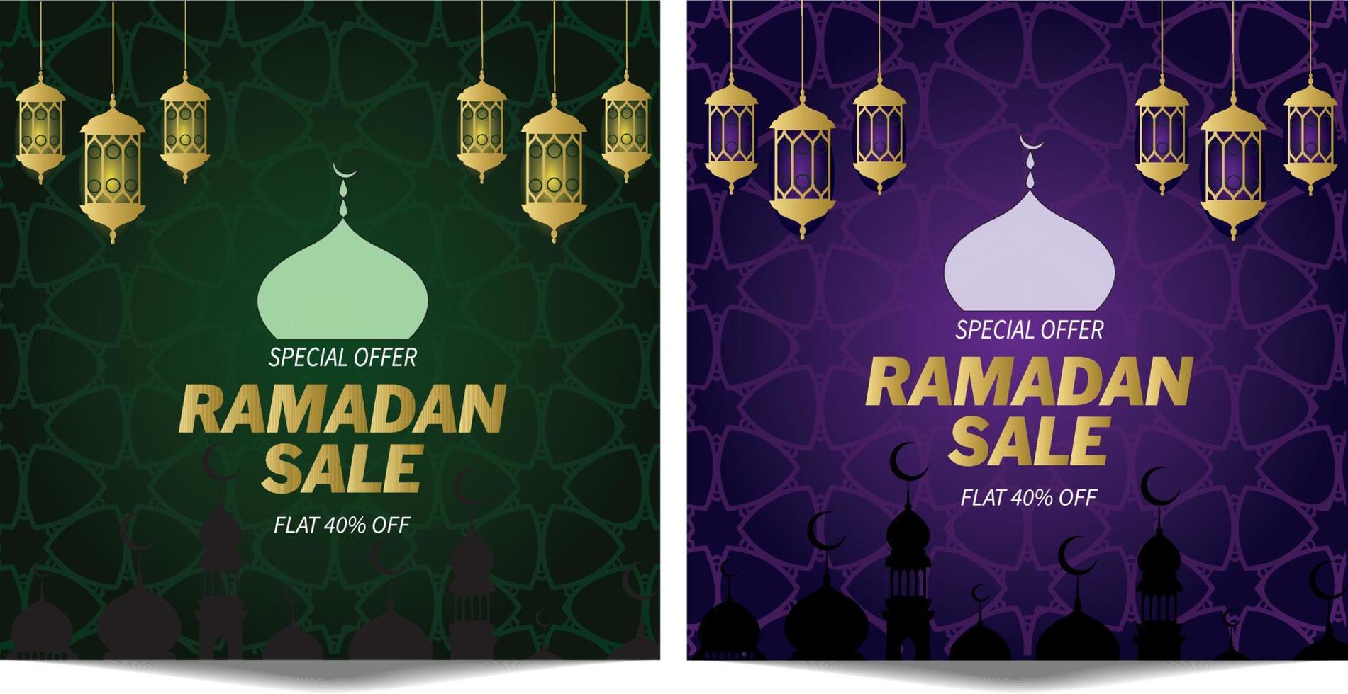 ramadan kareem venta banner fondo islámico y plantilla de banner vectorial vector