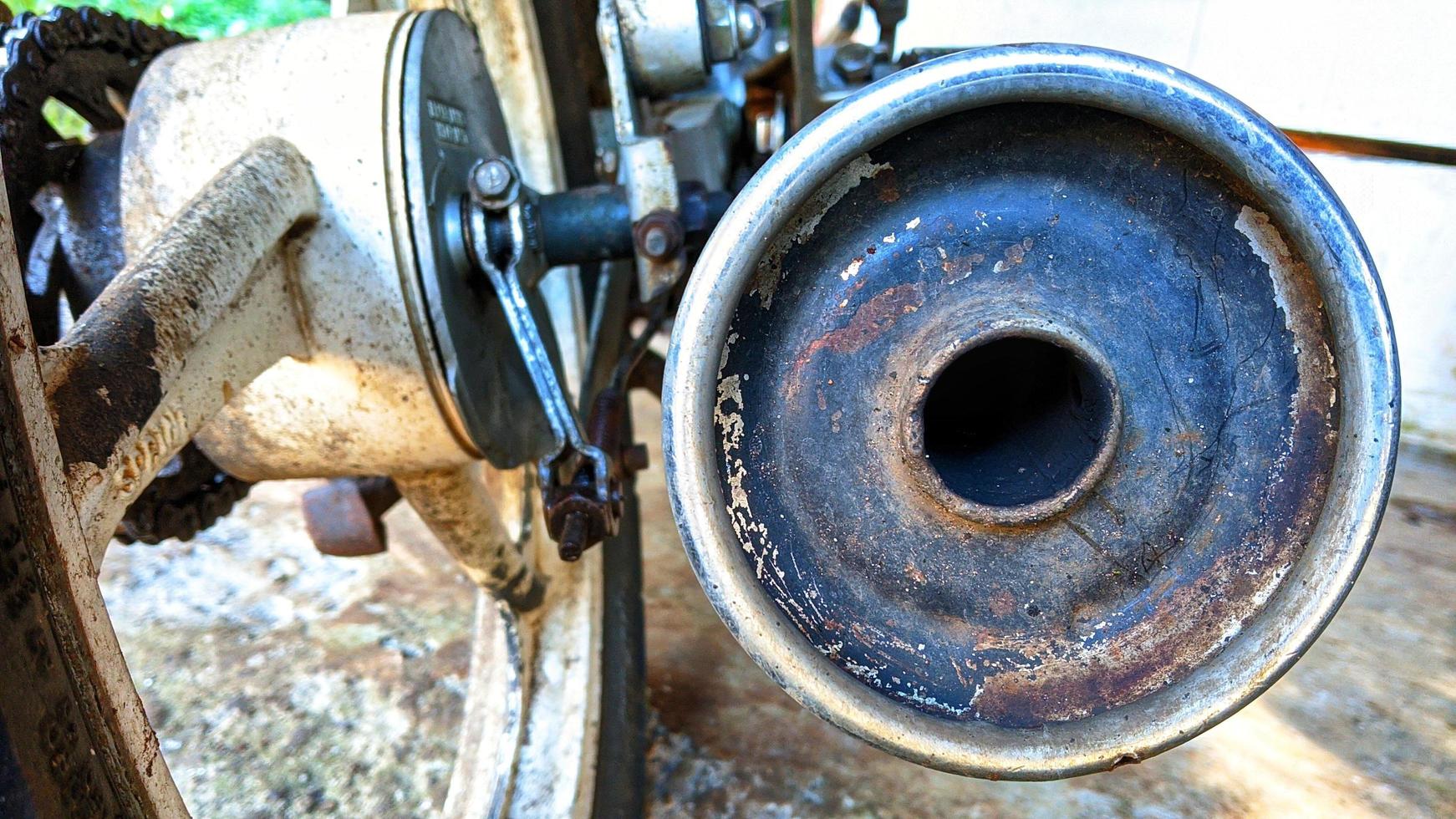 Cianjur Regency, West Java, Indonesia on April 6, 2022 - Rear view of motorcycle exhaust. photo