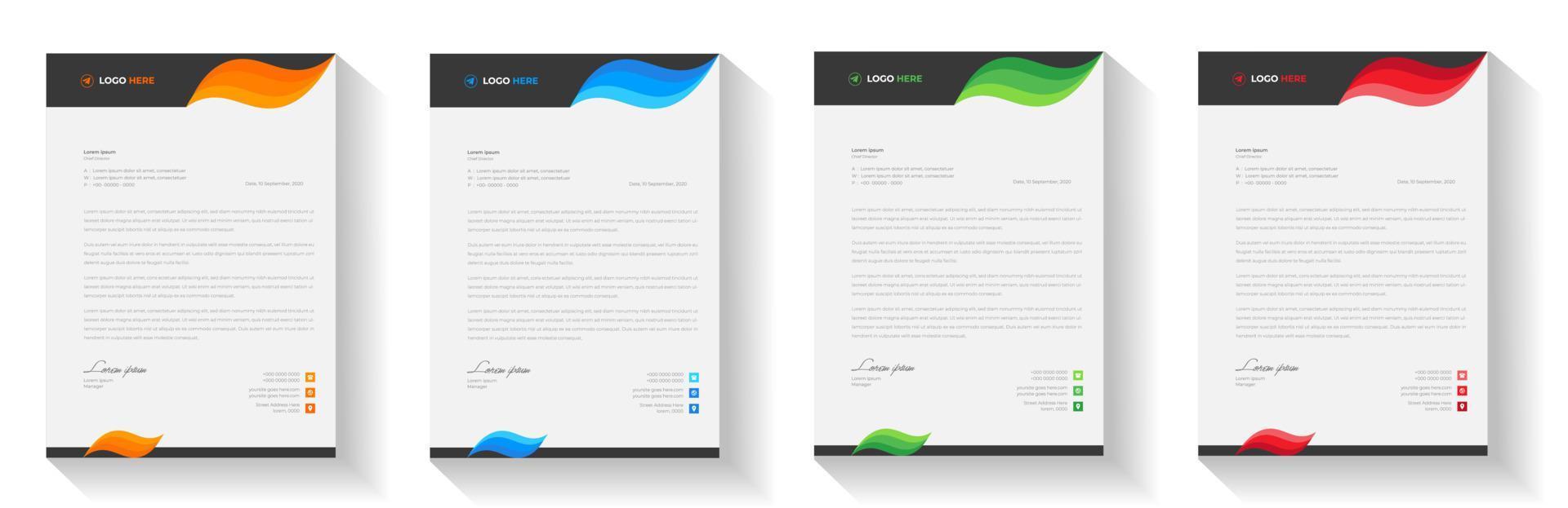 corporate modern letterhead design template with yellow, blue, green and red color. creative modern letter head design template for your project. letterhead, letter head, Business letterhead design. vector