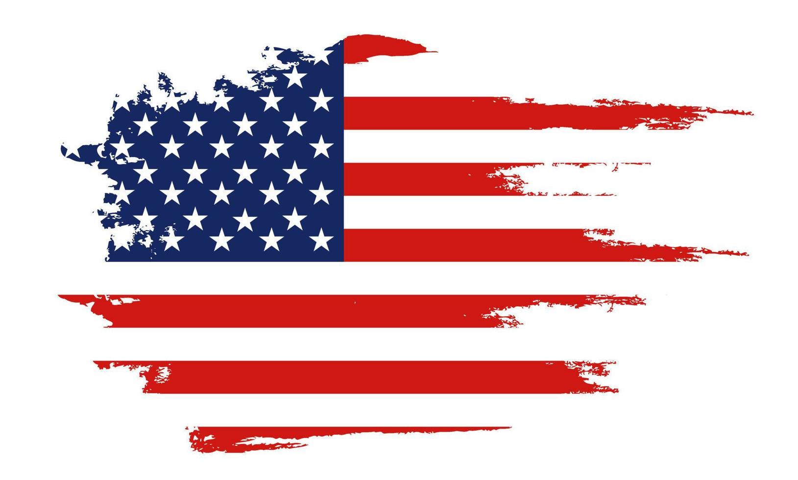 bandera de los estados unidos de américa, fondo de pincel. vector de pincel de bandera de estados unidos. feliz 4 de julio tarjeta de felicitación del día de la independencia de estados unidos. Letras y fondo de pintura de pincel de grunge de bandera americana.