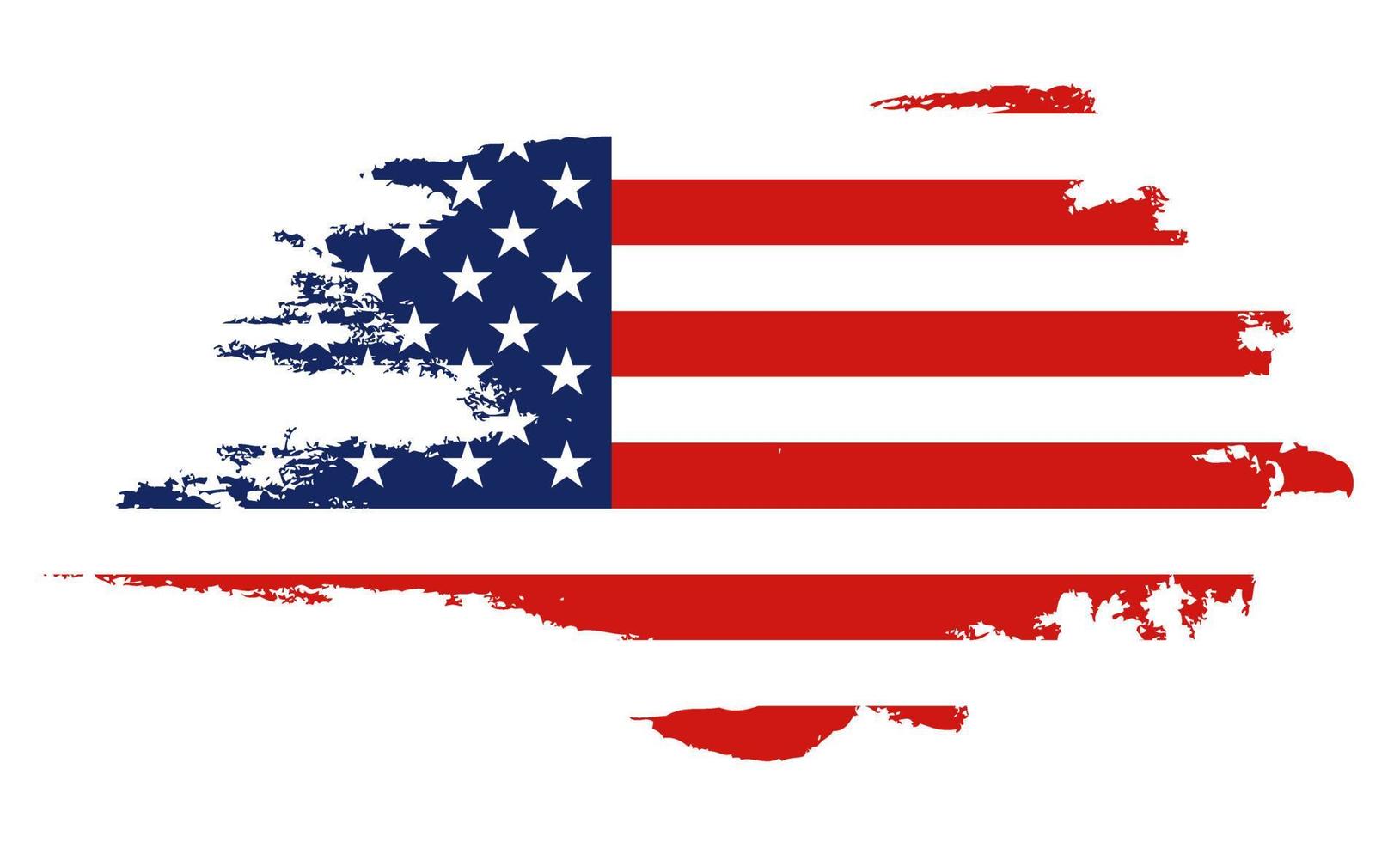 bandera de los estados unidos de américa, fondo de pincel. vector de pincel de bandera de estados unidos. feliz 4 de julio tarjeta de felicitación del día de la independencia de estados unidos. Letras y fondo de pintura de pincel de grunge de bandera americana.