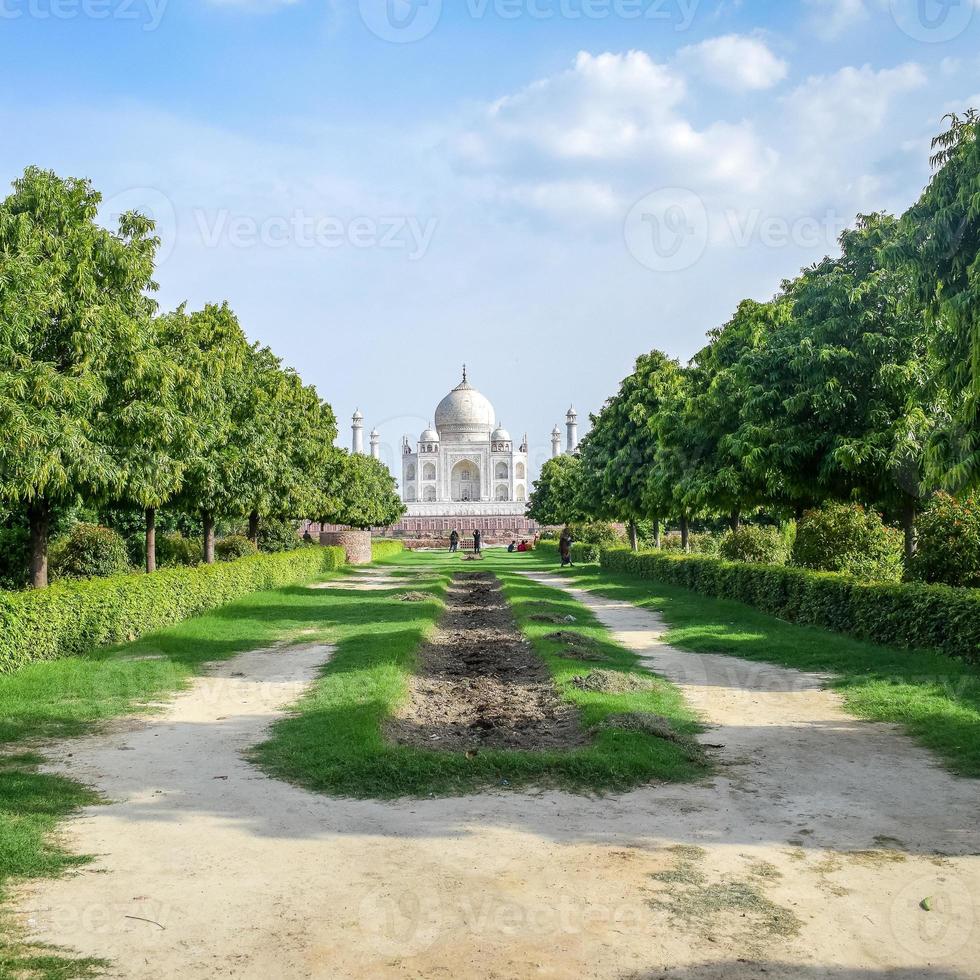 Taj Mahal one of the wonder of the world view from Mehtab Bagh garden side, Taj Mahal, Agra, Uttar Pradesh, India, sunny day view photo