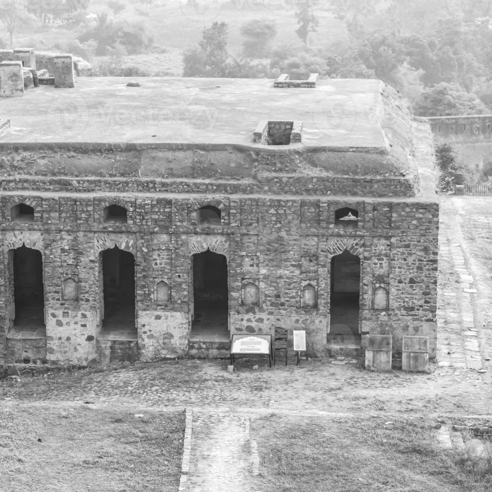 Jahangir Mahal Orchha Fort in Orchha, Madhya Pradesh, India, Jahangir Mahal or Orchha Palace is citadel and garrison located in Orchha Madhya Pradesh. India, India Archaeological Site Black White photo