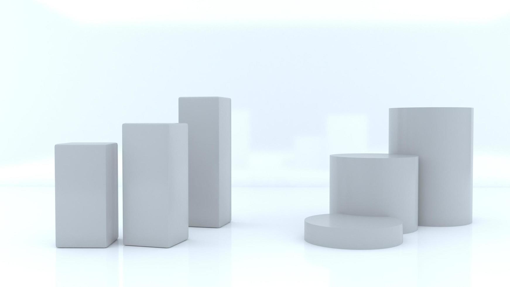 3D Render White podium for put sime detail object photo