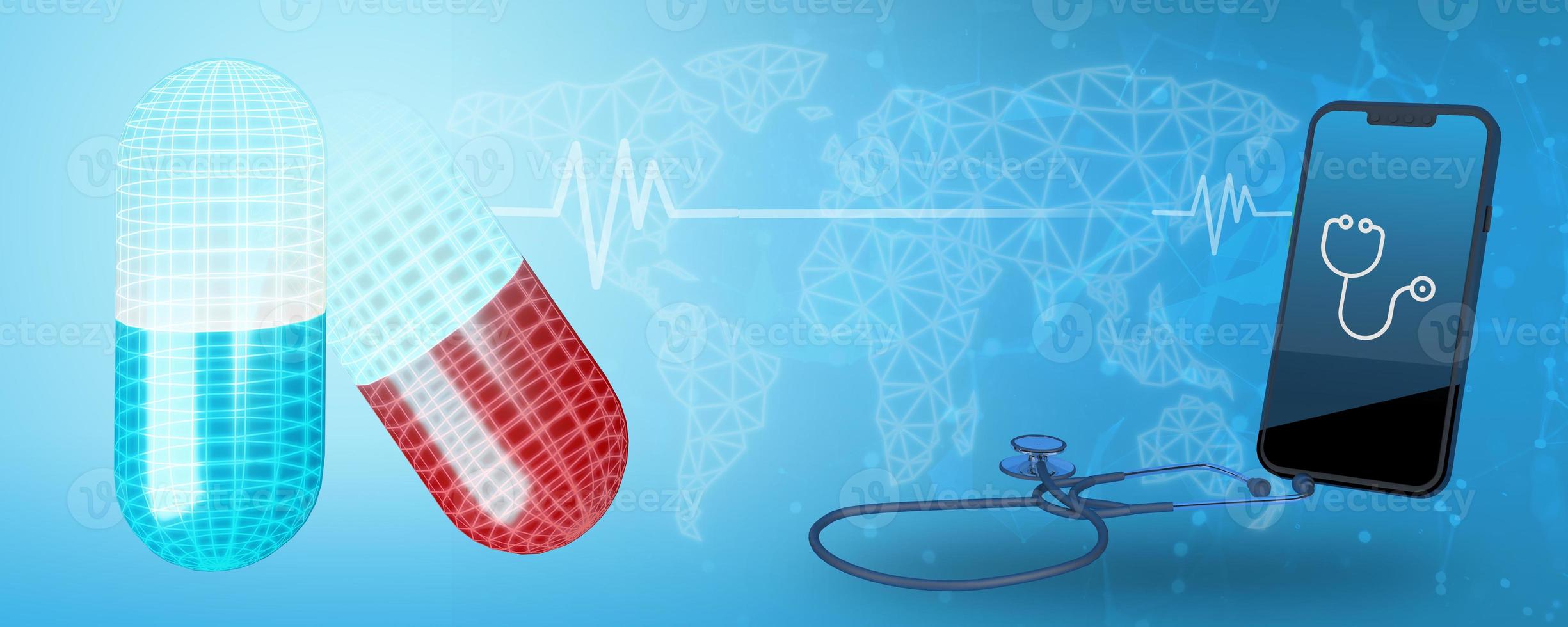 3D render smartphone telemedicine help people when an accident or have problem anytime photo
