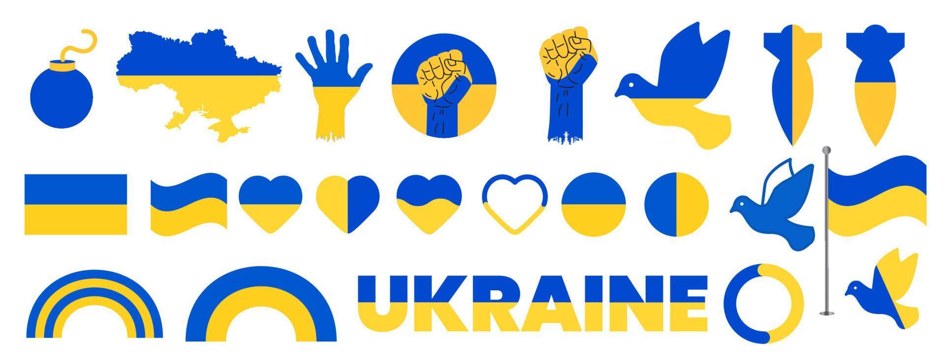Pray for Ukraine, stop war, save Ukraine, Stand with Ukraine, Ukraine flag praying concept vector set background vector design illustration