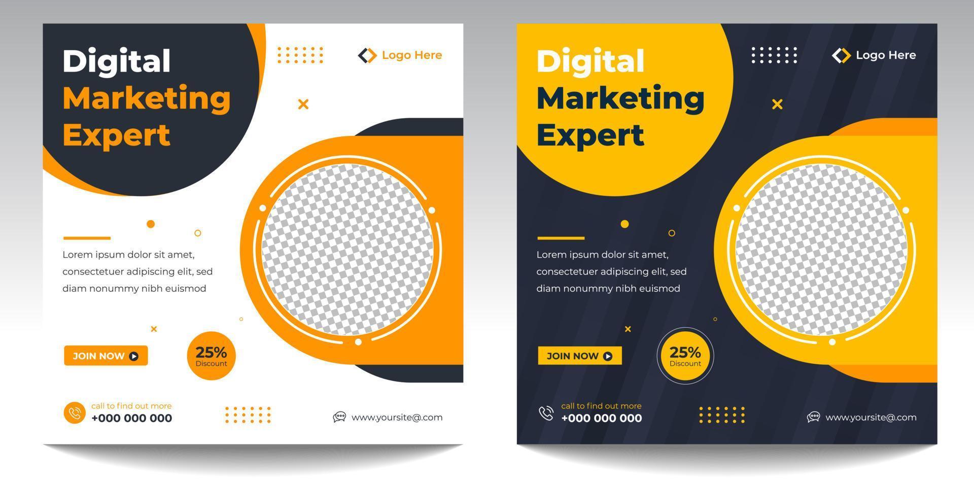 digital marketing post banner, digital marketing social media post banner. business marketing post banner. digital marketing banner. vector
