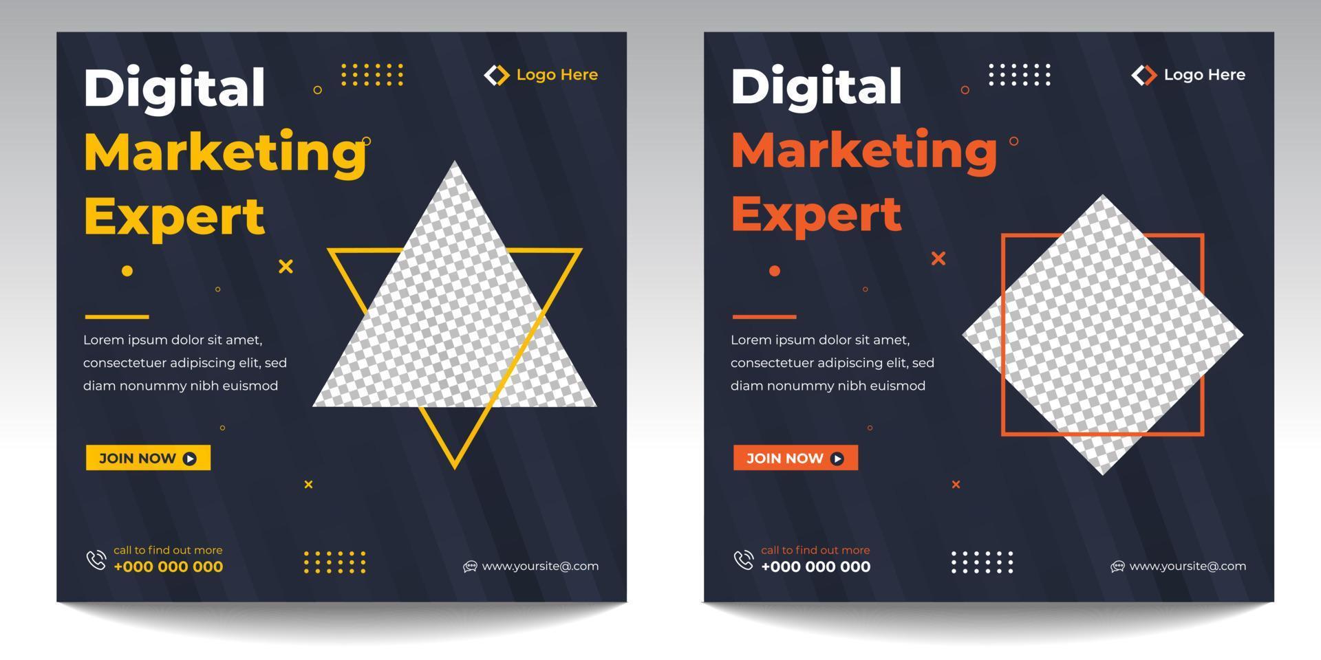 digital marketing post banner, digital marketing social media post banner. business marketing post banner. digital marketing banner. vector