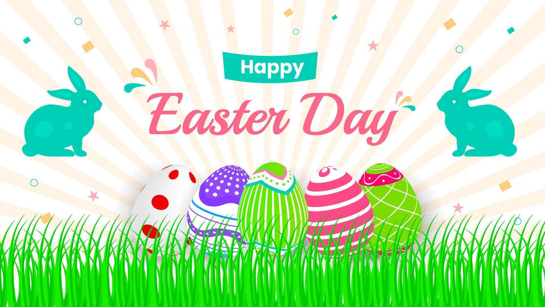 happy Easter day background. Easter Day Poster or banner template with Colorful Painted Easter Eggs design. 17 April happy  Easter day eggs with different texture design template. vector