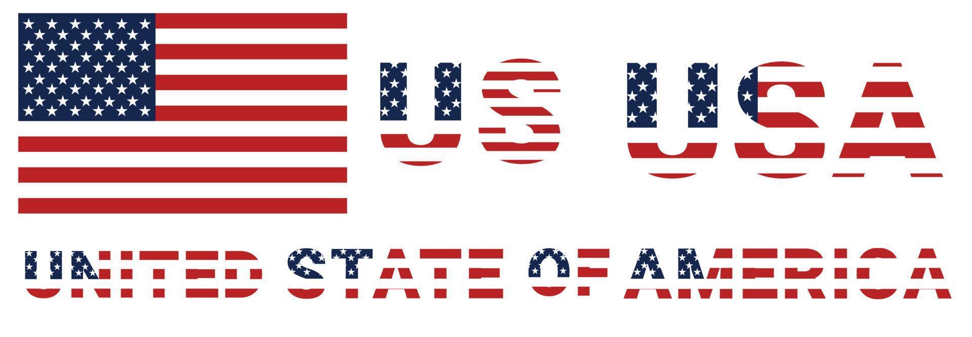 USA National Flag stylized flat Font. vector