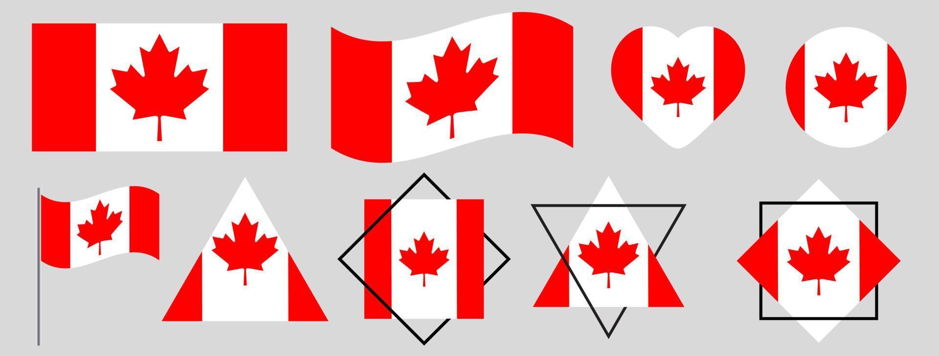 bandera de canadá conjunto de ilustraciones vectoriales, alta bandera vectorial detallada de canadá ilustración de la bandera nacional de canadá. bandera nacional de canadá. vector