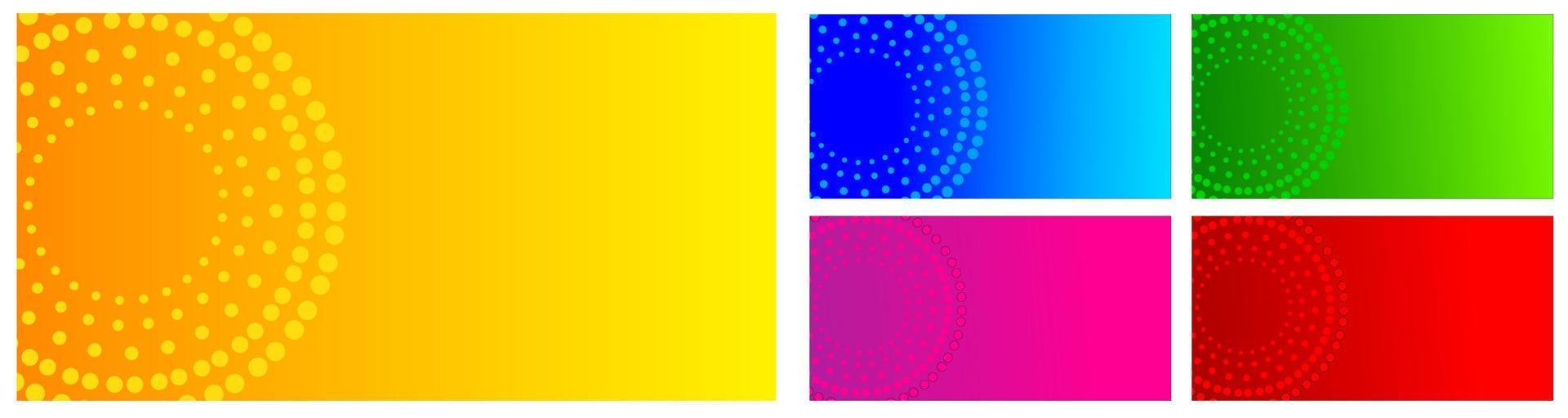 abstracto verde, rojo. fondo de banner de vector degradado azul, magenta, amarillo. fondo largo contemporáneo minimalista con puntos de semitono. nuevo conjunto de colores de fondo. paquete de fondo.