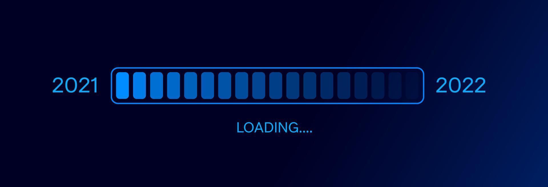 Loading New Year 2021 to 2022. Progress Bar with blue background. Happy New Year 2022. vector