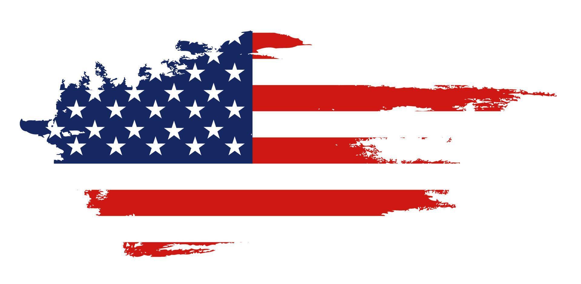 bandera de los estados unidos de américa, fondo de pincel. vector de pincel de bandera de estados unidos. feliz 4 de julio tarjeta de felicitación del día de la independencia de estados unidos. Letras y fondo de pintura de pincel de grunge de bandera americana.