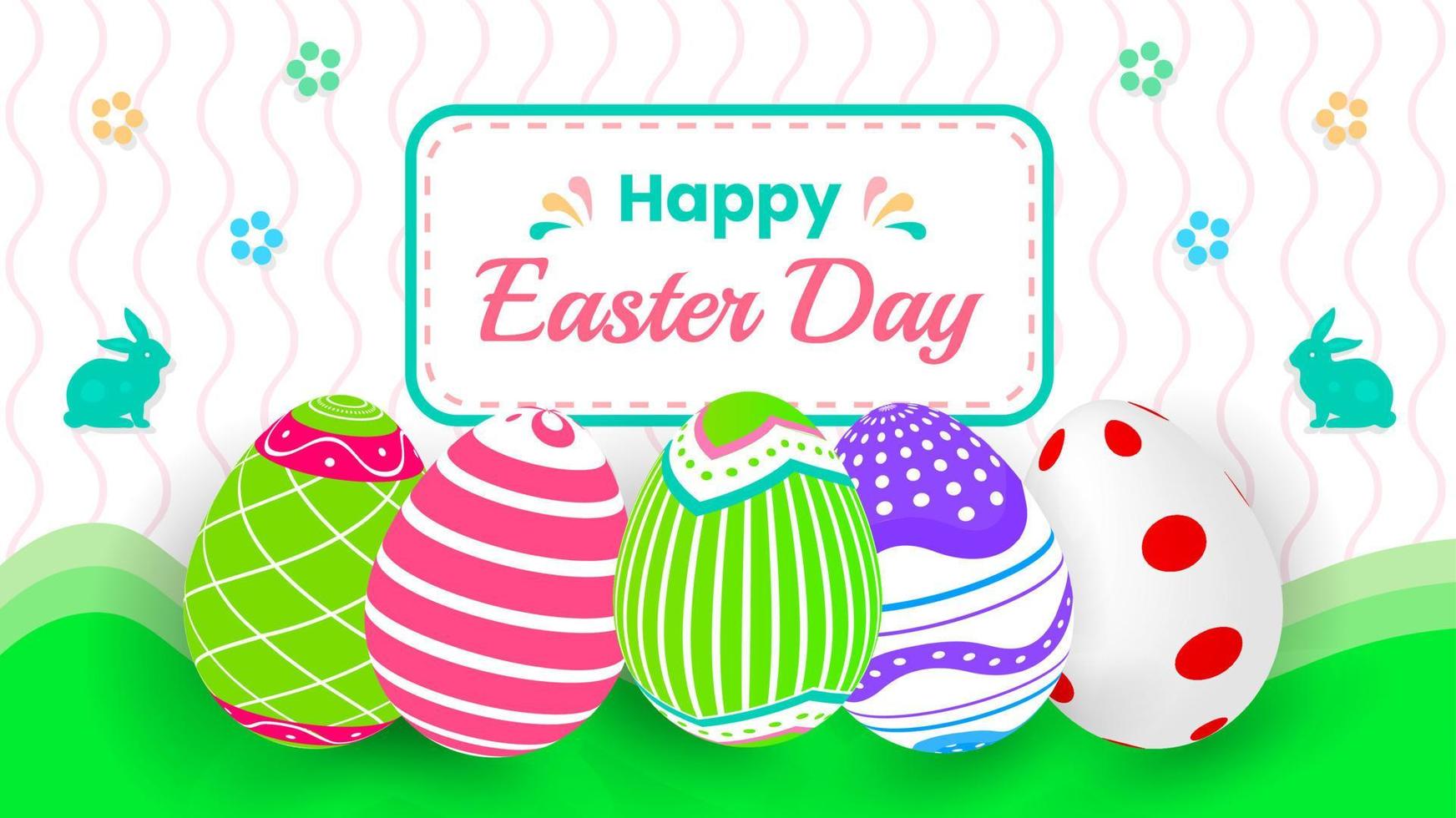 happy Easter day background. Easter Day Poster or banner template with Colorful Painted Easter Eggs design. 17 April happy  Easter day eggs with different texture design template. vector