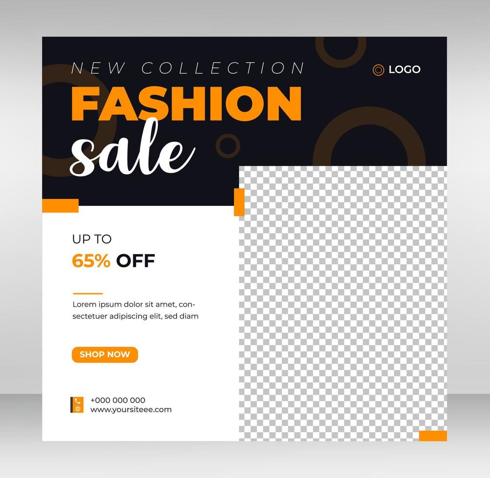 Creative vector fashion sale social media post banner design template. Editable minimal square banner template. social media post and web internet ads. fashion sale social media post banner.