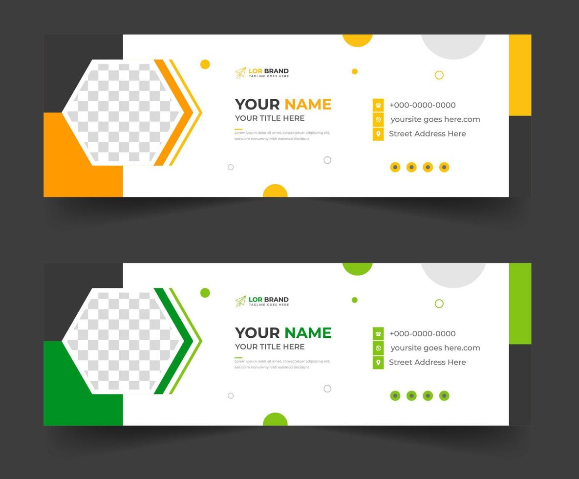 Corporate Modern Email Signature Design template. Email signature template design set with green and yellow color. business email signature vector design. vector illustration