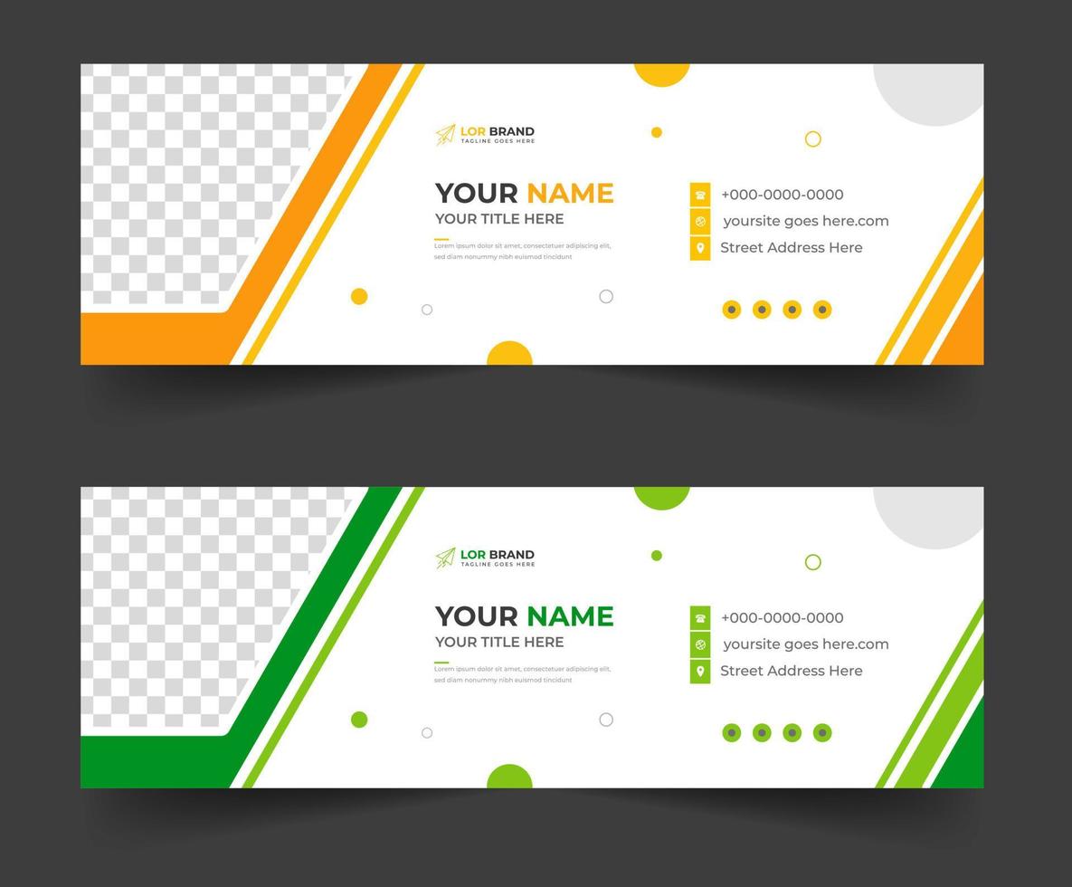 Corporate Modern Email Signature Design template. Email signature template design set with green and yellow color. business email signature vector design. vector illustration