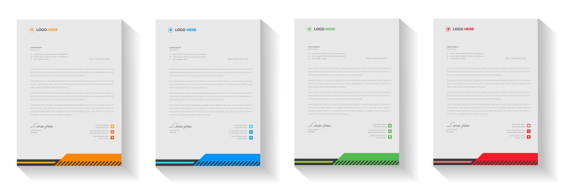 corporate modern letterhead design template with yellow, blue, green and red color. creative modern letter head design template for your project. letterhead, letter head, Business letterhead design. vector