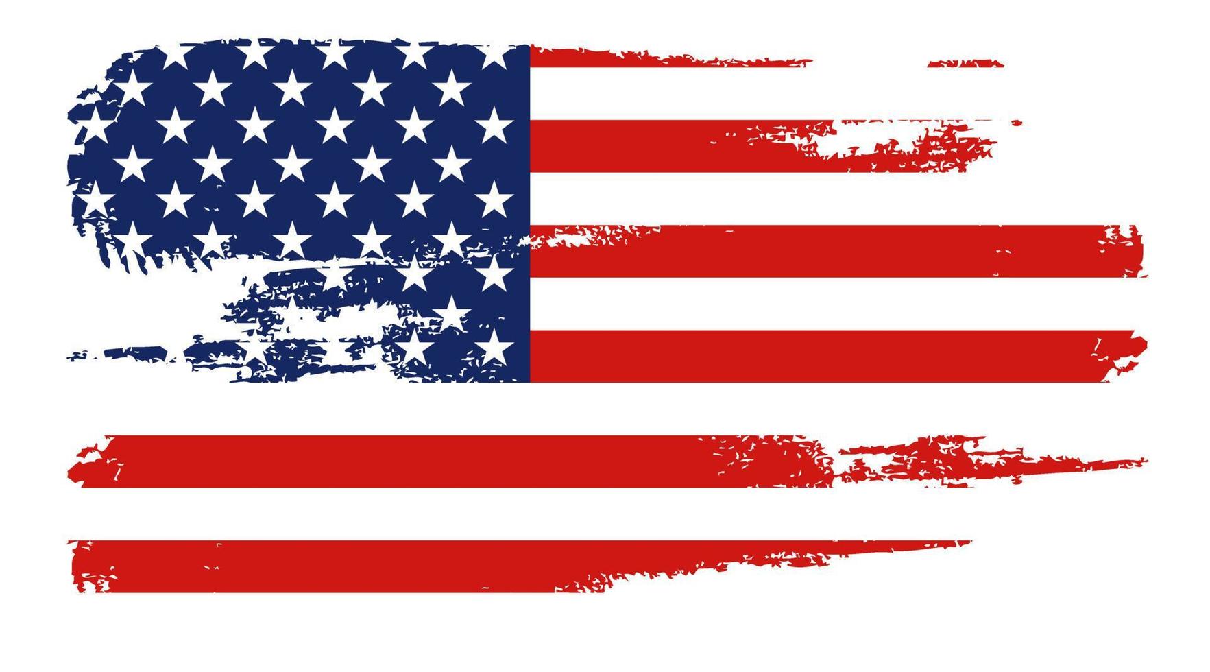 bandera de los estados unidos de américa, fondo de pincel. vector de pincel de bandera de estados unidos. feliz 4 de julio tarjeta de felicitación del día de la independencia de estados unidos. Letras y fondo de pintura de pincel de grunge de bandera americana.