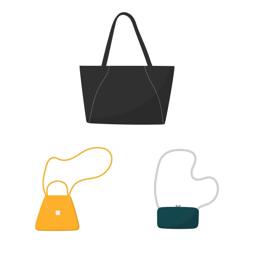 conjunto de elegantes bolsos femeninos. bolso casual, bolso de mano y monedero en estilo garabato. vector