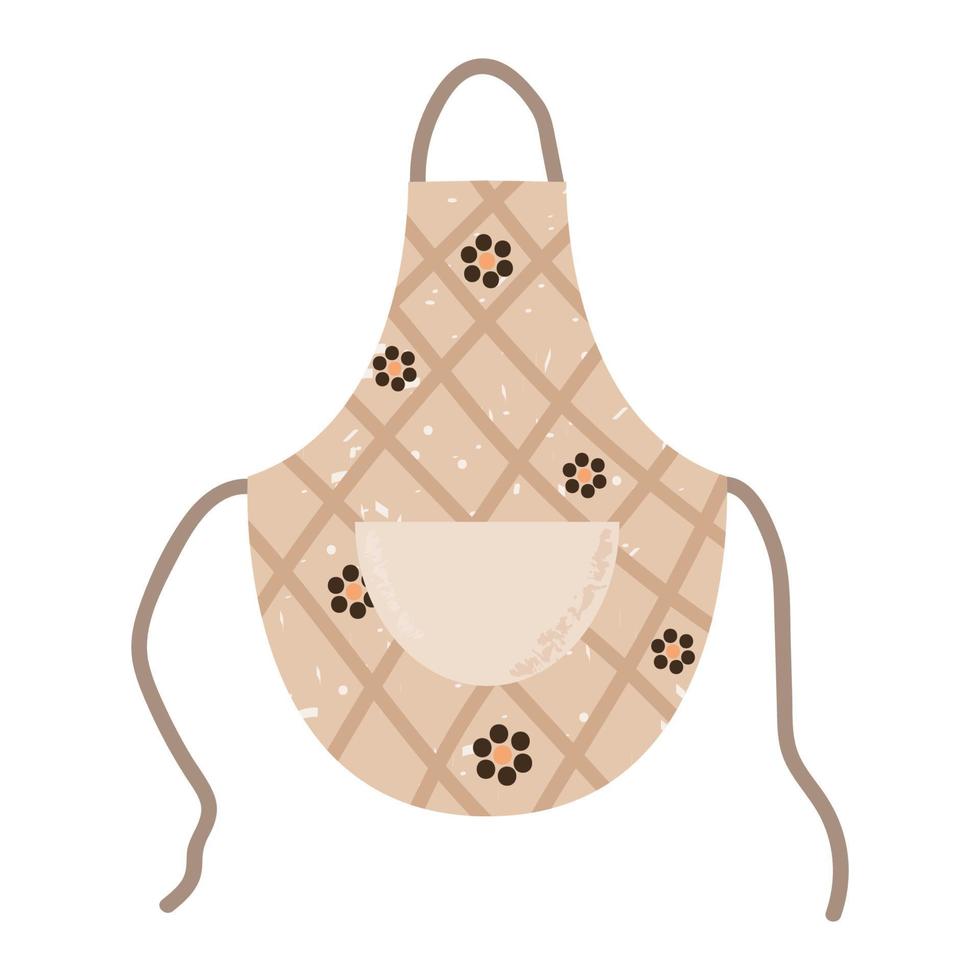 delantal de cocina con estampado floral y textura. accesorio protector de grasa para ropa. Ilustración de vector plano moderno aislado sobre fondo blanco