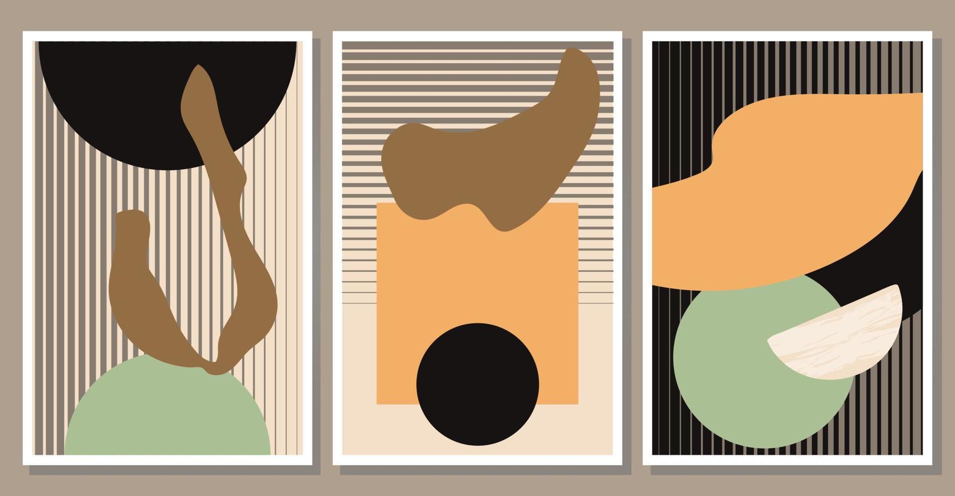 Set of minimalist abstract shapes illustrations. Modern aesthetic wall art vector