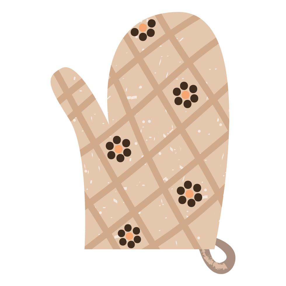 Oven mitt kitchen accessory. Protective glove for hot cooking. Modern Flat vector illustration isolated on white background