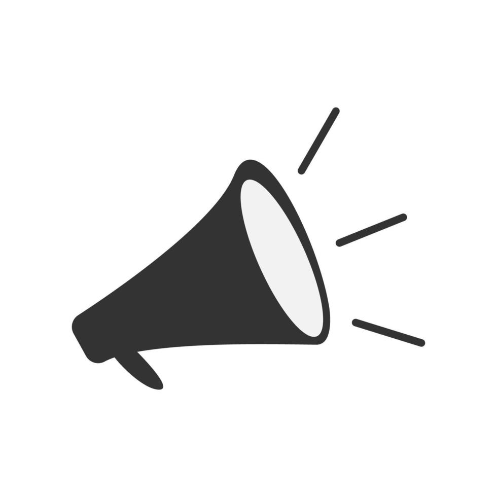 Loudspeaker black and white icon vector illustration. Mobile app element.Megaphone