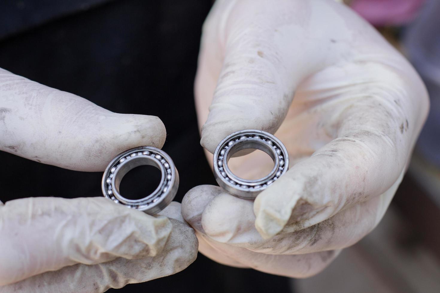 bicycle repair and cleaning process, cycle parts close up, bike workshop photo