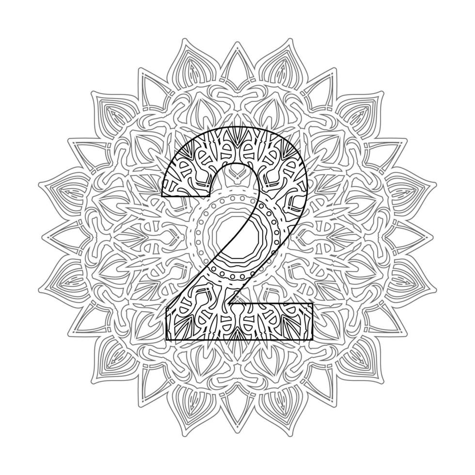 Number with Mandala. decorative ornament in ethnic oriental style. coloring book page vector