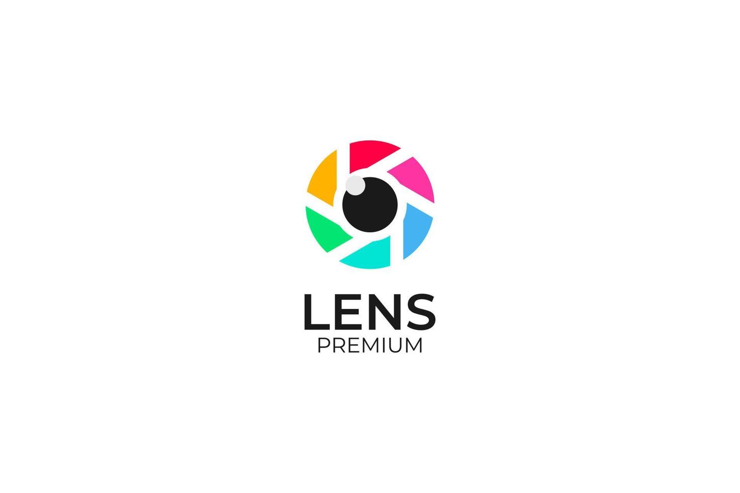 fotografía de logotipo de lente de cámara plana vector