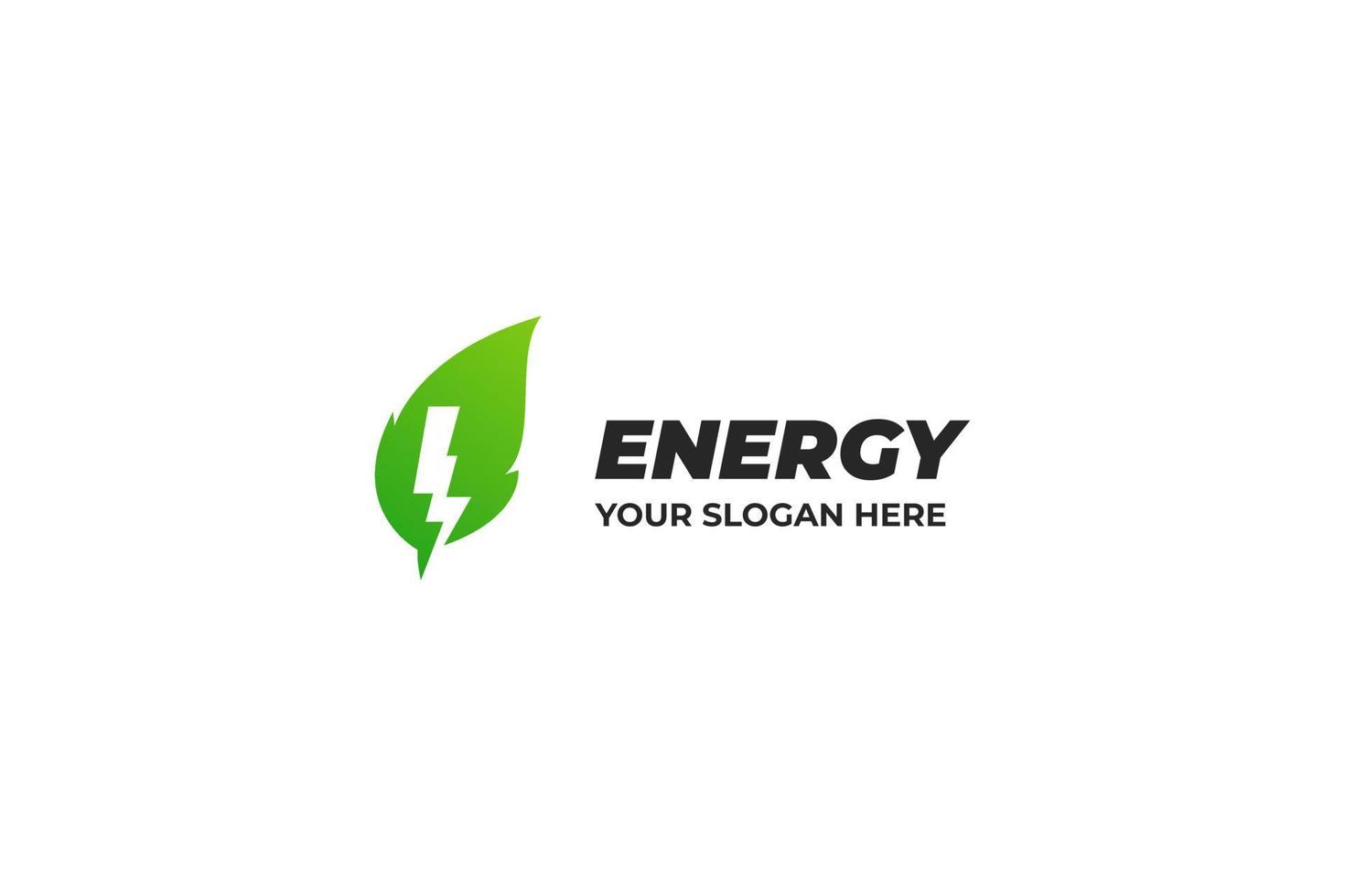 Flat green energy logo design vector template