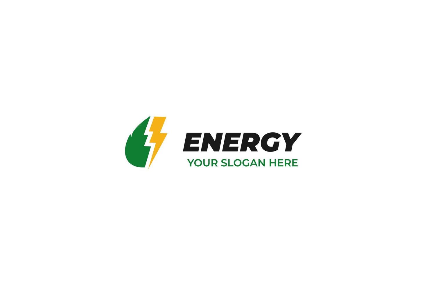 Flat green energy logo design vector template