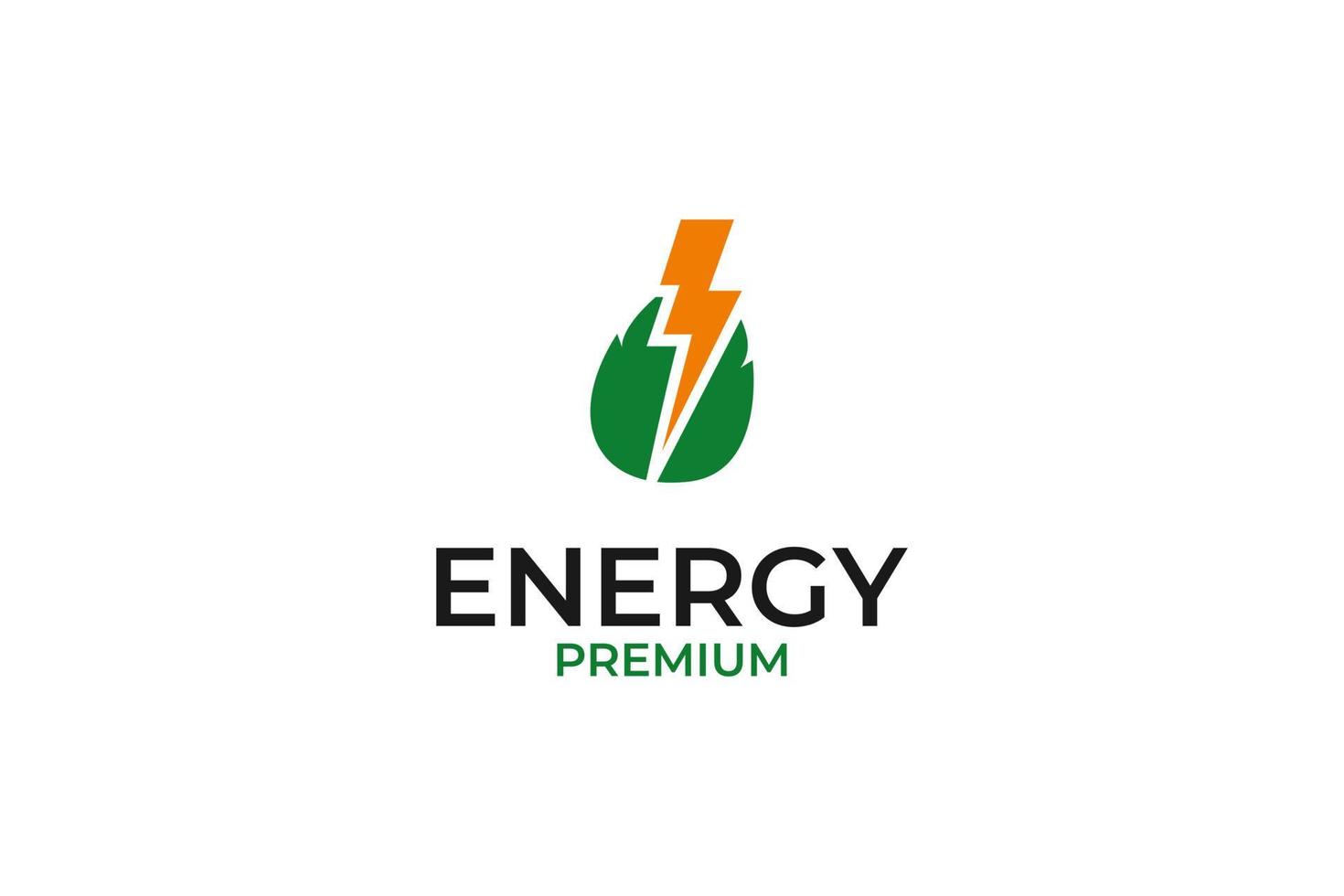 Flat green energy logo design vector template