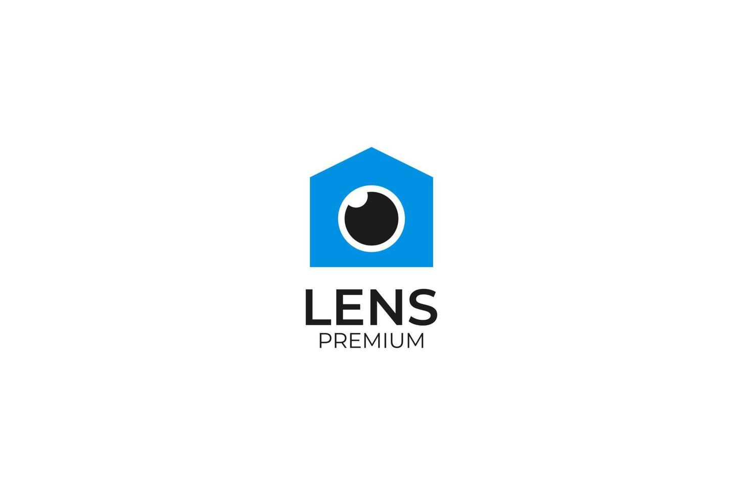 House camera lens logo photography icon design vector