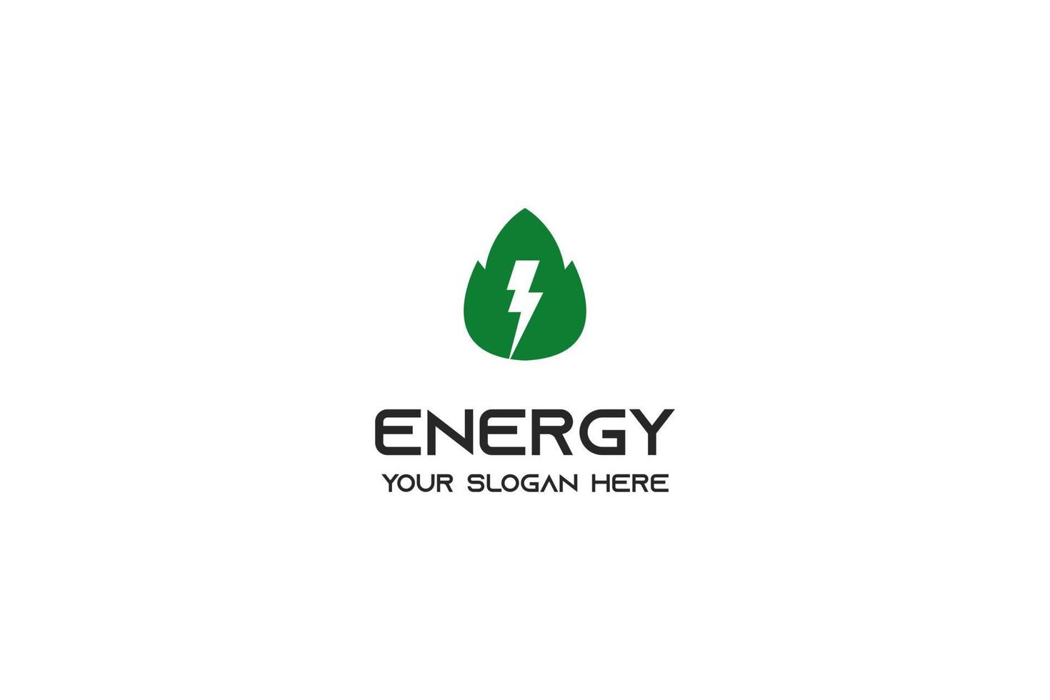 Flat green energy logo design vector template