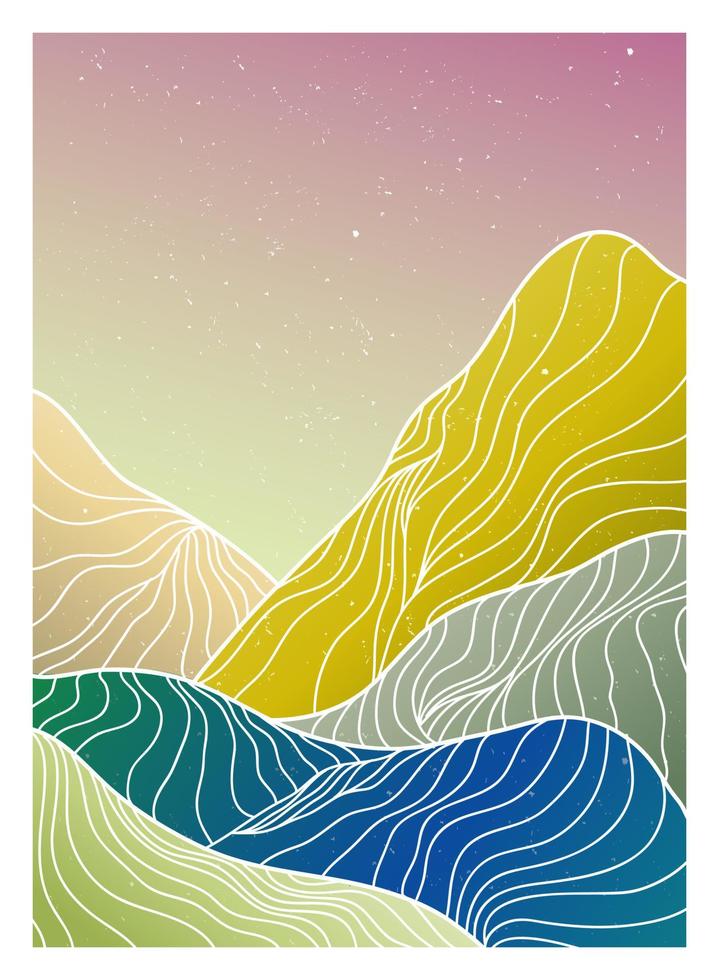 impresión de arte de línea moderna minimalista creativa. abstracto montaña contemporáneo estética fondos paisajes. con montaña, mar, horizonte, ola. ilustraciones vectoriales vector