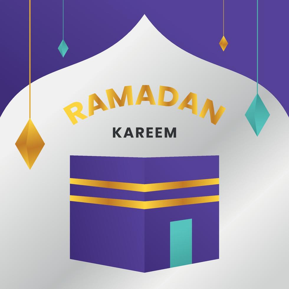 Minimalist Mecca ramadan kareem template vector