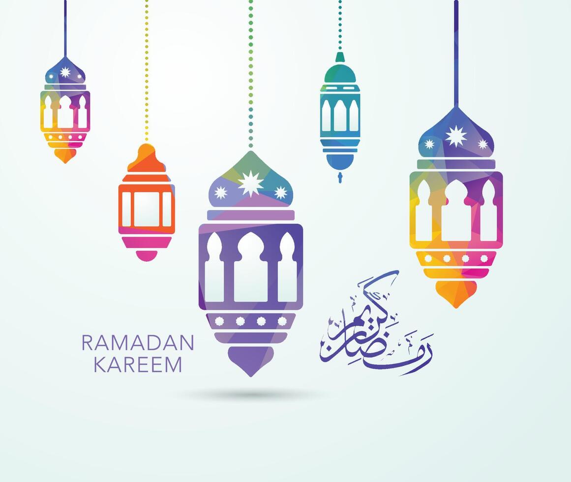 Ramadan Kareem vector illustration poster design. Islamic Holy month Ramadhan greeting card.