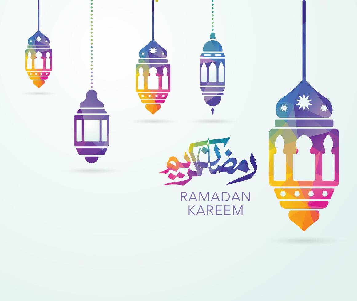 Ramadan Kareem vector illustration poster design. Islamic Holy month Ramadhan greeting card.