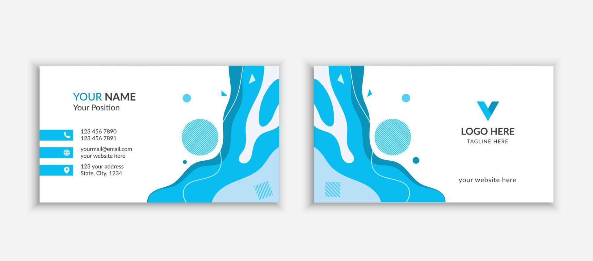 Abstract blue creative business card template design vector