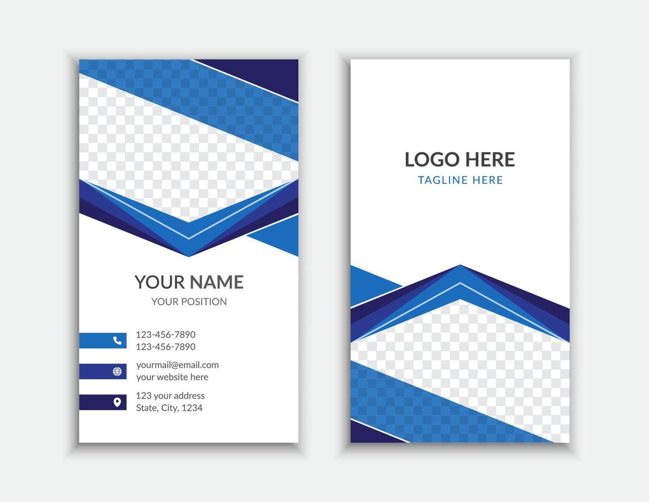 Corporate company double-sides vertical business card design template vector