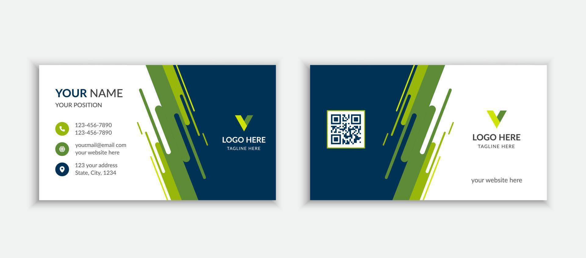 Creative green double-sides horizontal business card design template vector