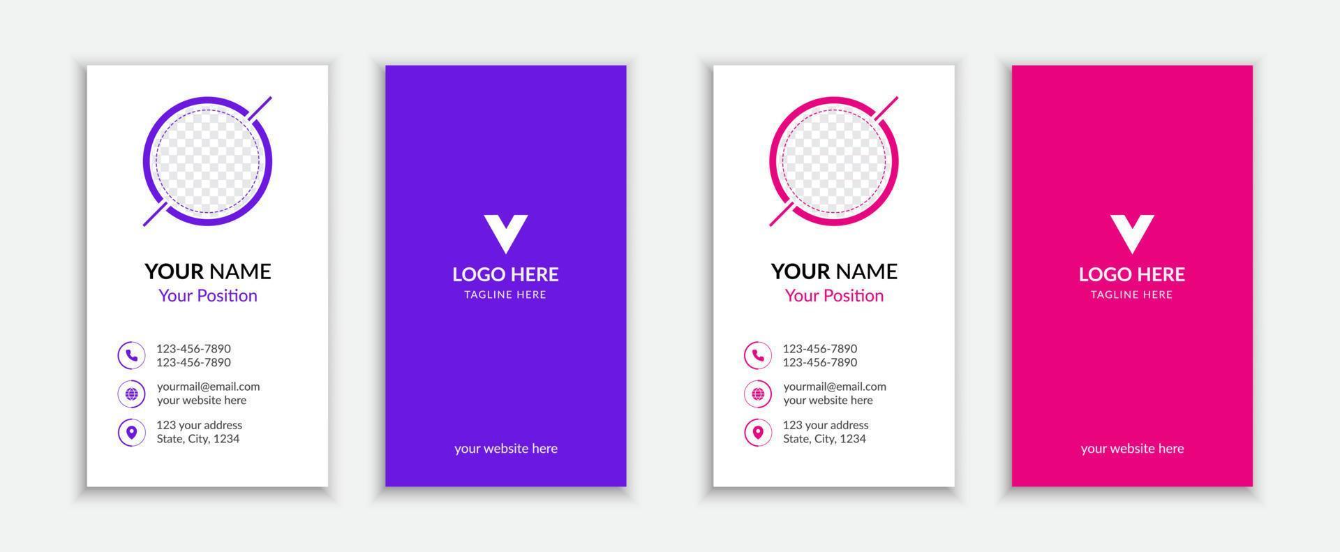 Two color concept flat business card template portrait orientation vector