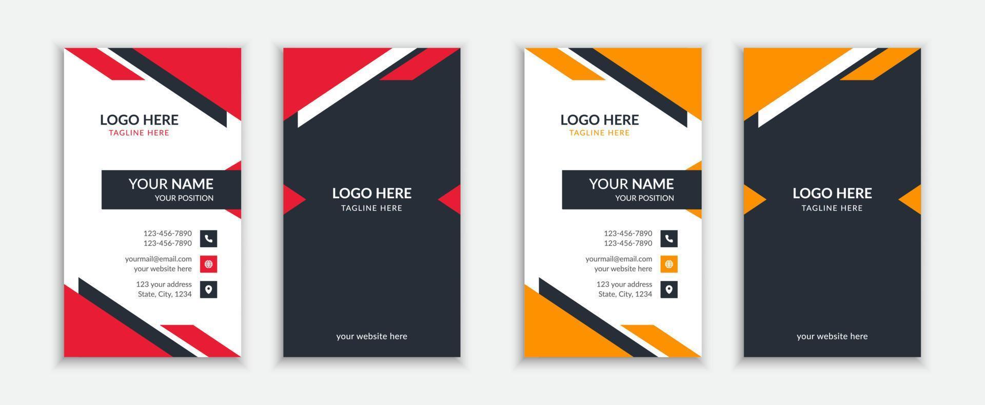 Creative vertical layout business card template design vector